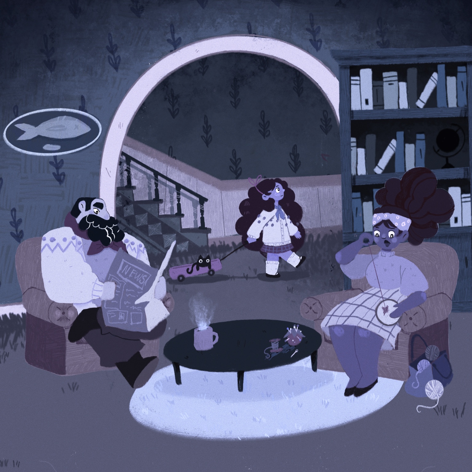Gibi’s family gathers in the living room