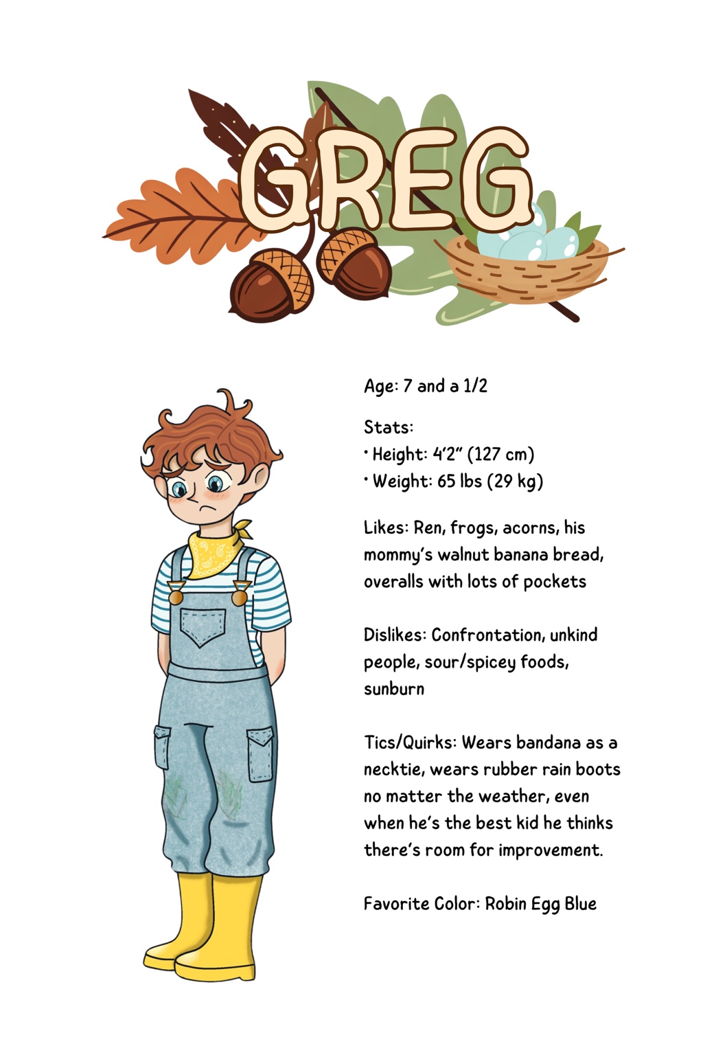 Greg character sheet